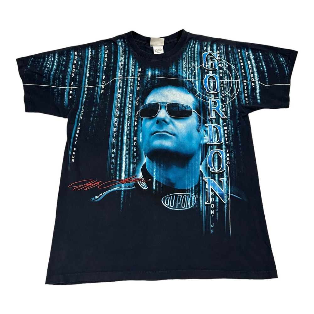 Vintage Chase Authentics NASCAR T-Shirt Large Jeff Gordon All Over Print Matrix